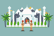 Taj Mahal guarded by soldiers