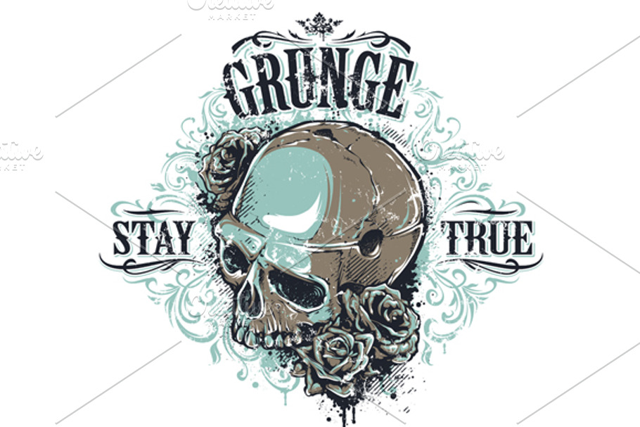 Grunge Skull Print #3 in Illustrations - product preview 8