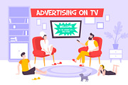 Advertising tv flat composition