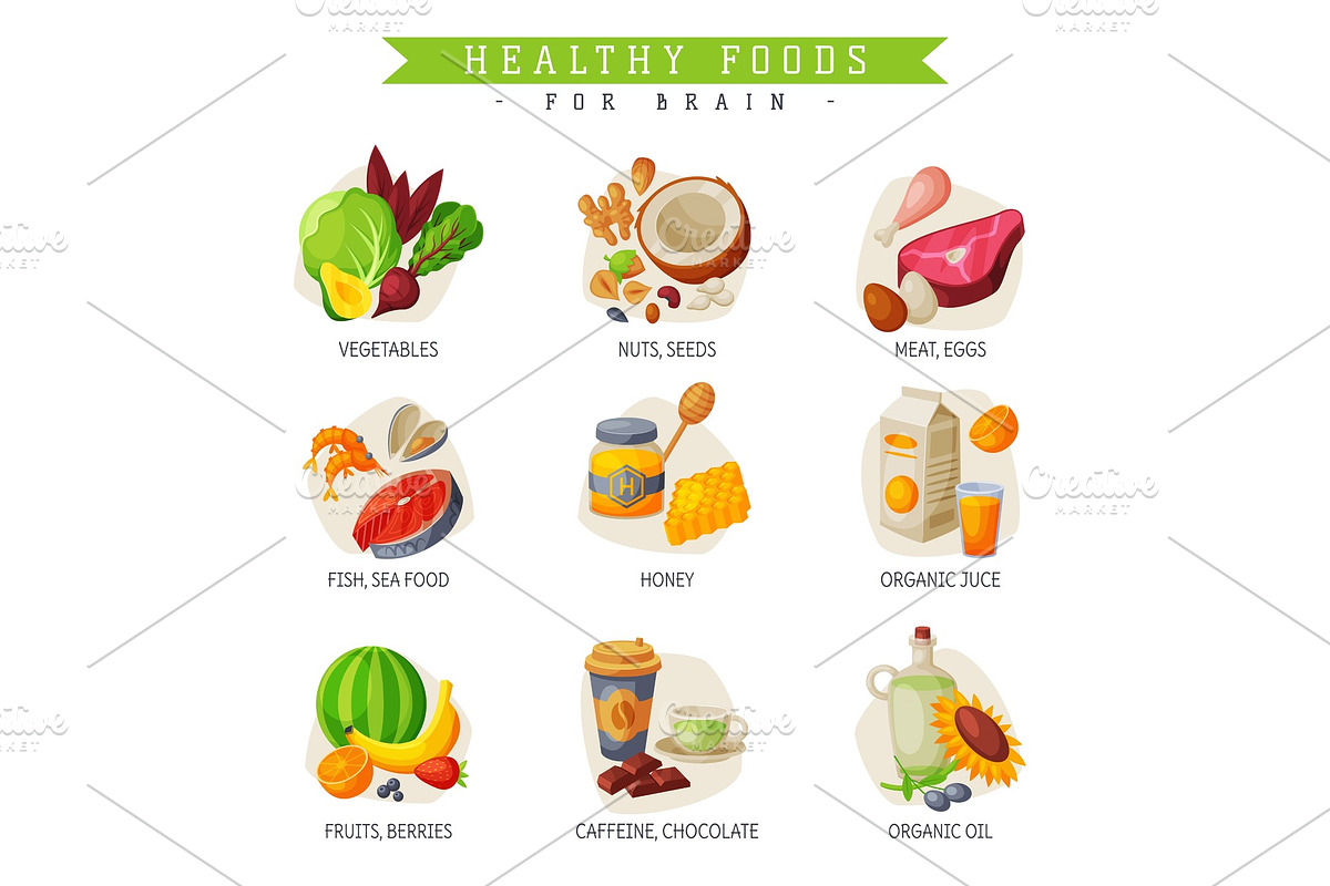 Healthy Food for Brain, Vegetables in Illustrations - product preview 8