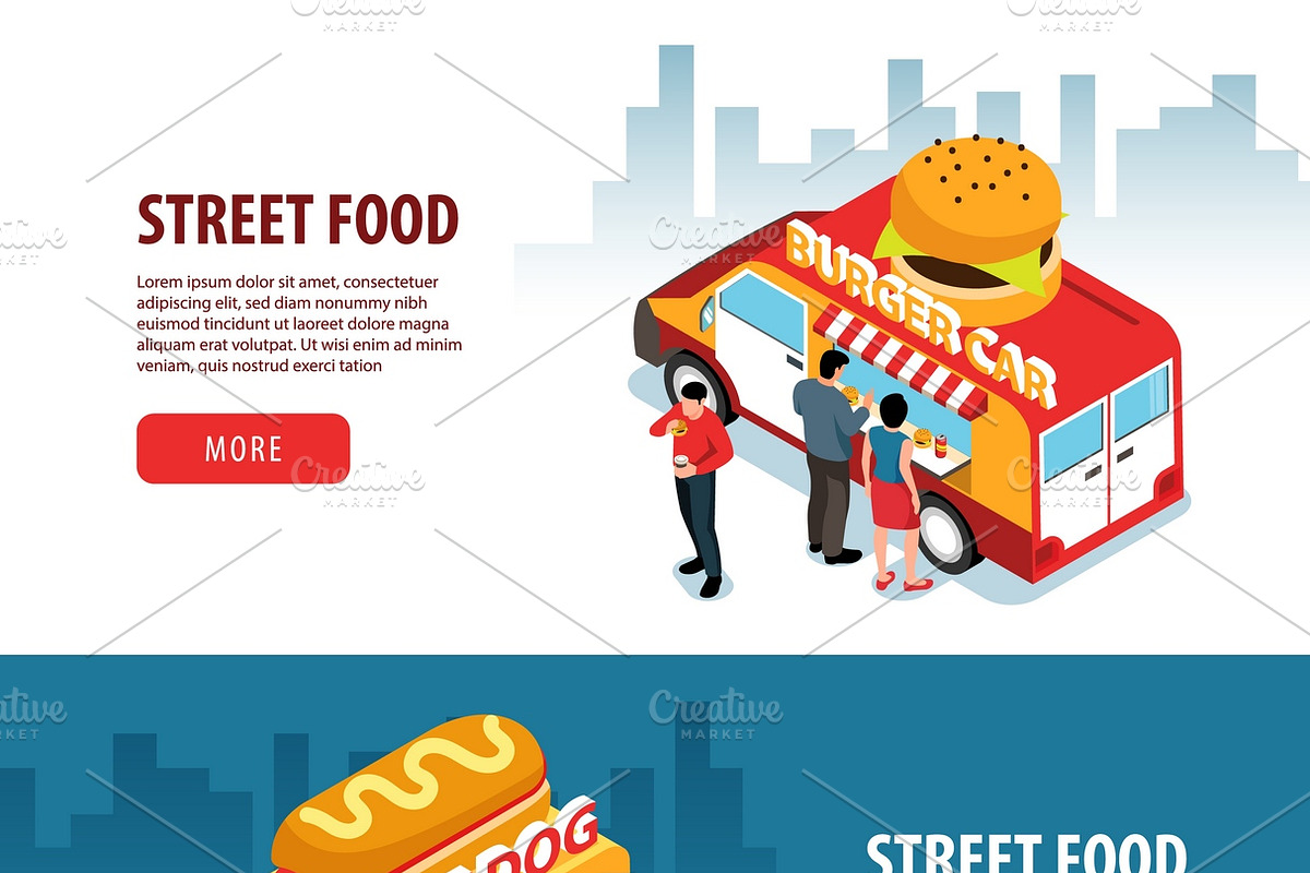 Isometric street food banners set in Illustrations - product preview 8