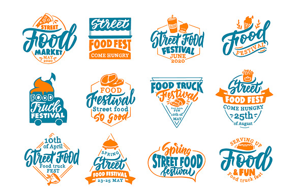 Street Food Festival Set Of Logos Creative Logo Templates
