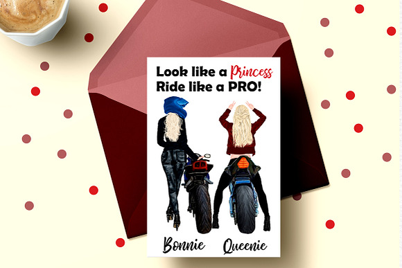 Biker Girls clipart Female Bikers in Illustrations - product preview 4
