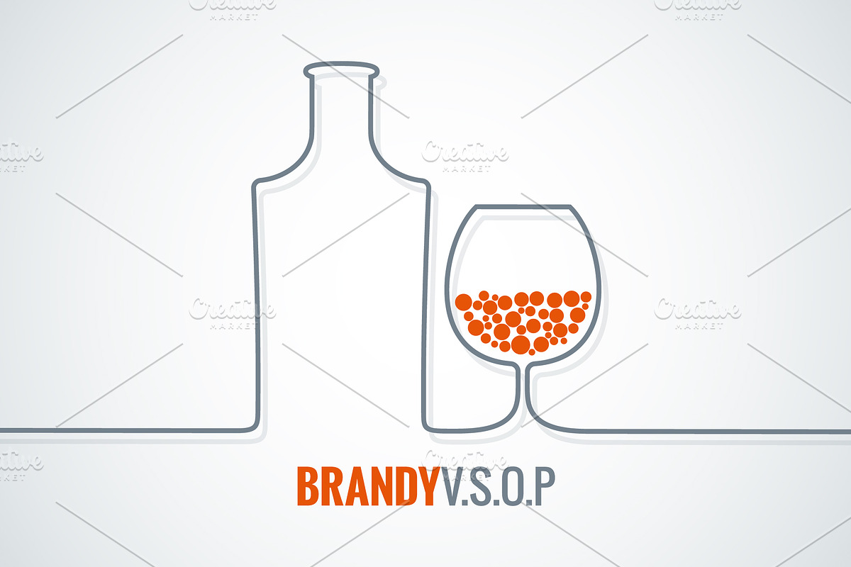 Brandy glass bottle vector. in Illustrations - product preview 8