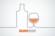 Brandy glass bottle vector.