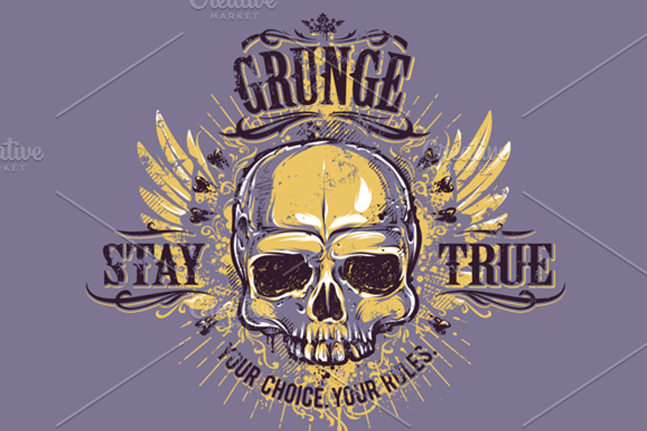 Grunge Skull Print #4 in Illustrations - product preview 8