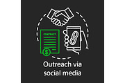 Outreach via social media chalk icon