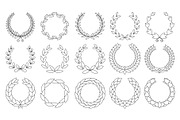 Set of wreaths circular laurel