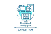 Ebooks and whitepapers concept icon