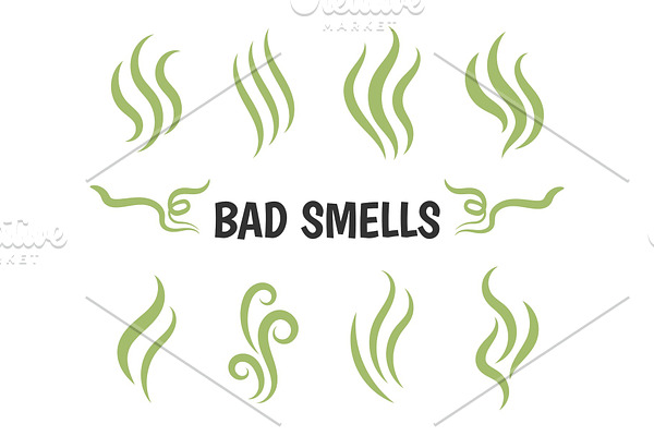 Bad smells isolated smoke icons