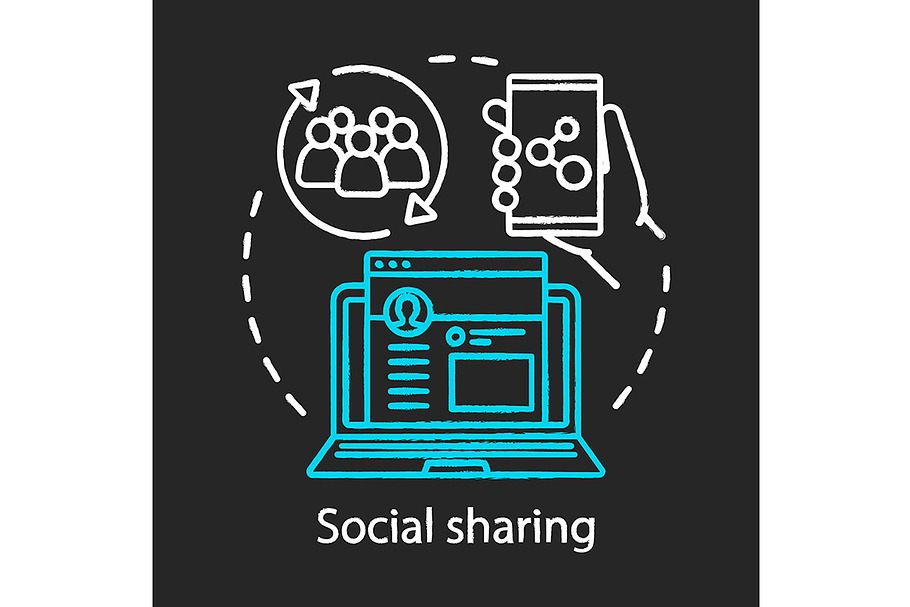 Social sharing concept chalk icon