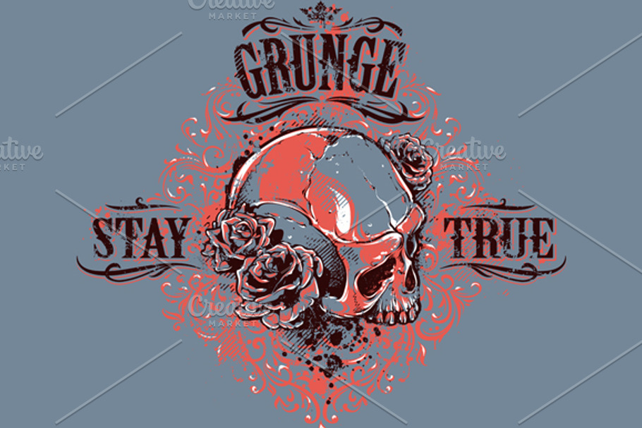 Grunge Skull Print #5 in Illustrations - product preview 8