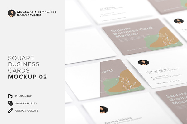 Square Business Cards Mockup 02