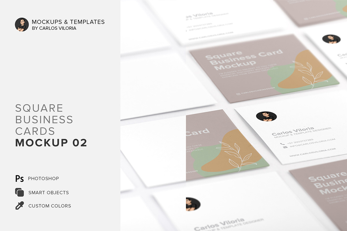 Square Business Cards Mockup 02 in Branding Mockups - product preview 8