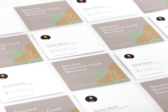 Square Business Cards Mockup 02 in Branding Mockups - product preview 1
