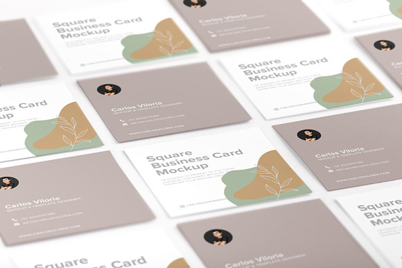 Square Business Cards Mockup 02 in Branding Mockups - product preview 4