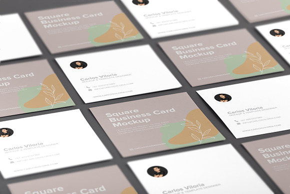 Square Business Cards Mockup 02 in Branding Mockups - product preview 5
