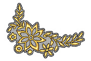 Lace decorative element with gold