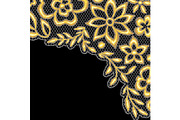 Lace background with gold flowers.