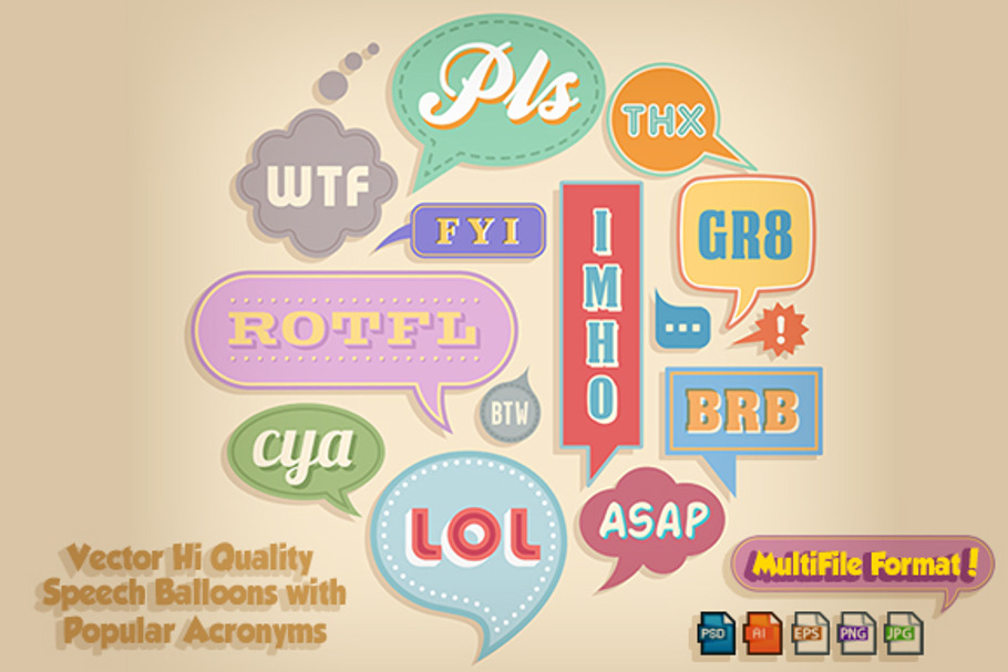 Net Abbreviation Vector Chat Bubbles in Illustrations - product preview 8