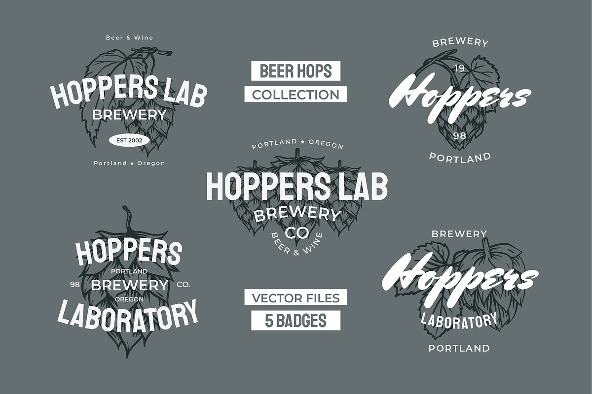 Beer Hops Multiply Badges in Logo Templates - product preview 8