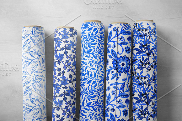 Hand-drawn blue watercolor pattern in Patterns - product preview 2