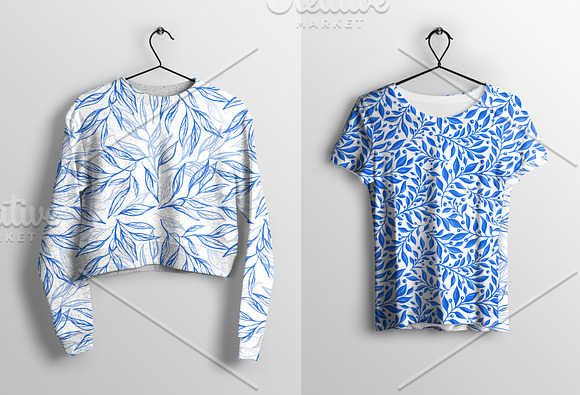 Hand-drawn blue watercolor pattern in Patterns - product preview 3