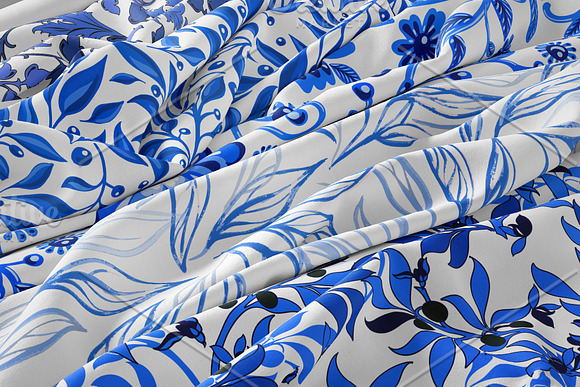 Hand-drawn blue watercolor pattern in Patterns - product preview 4