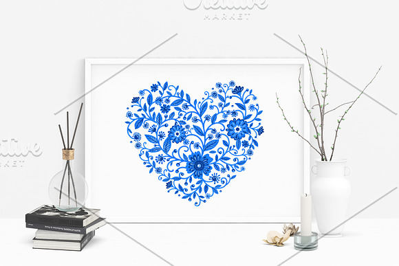 Hand-drawn blue watercolor pattern in Patterns - product preview 5