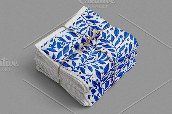 Hand-drawn blue watercolor pattern in Patterns - product preview 6