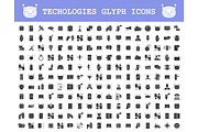 Technologies glyph icons big set