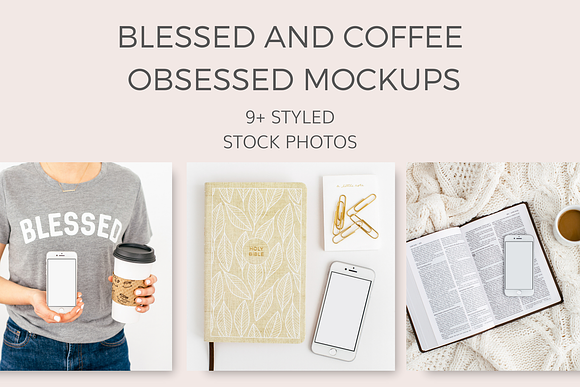 Blessed & Coffee MockUps (9+ Images) in Mobile & Web Mockups - product preview 1
