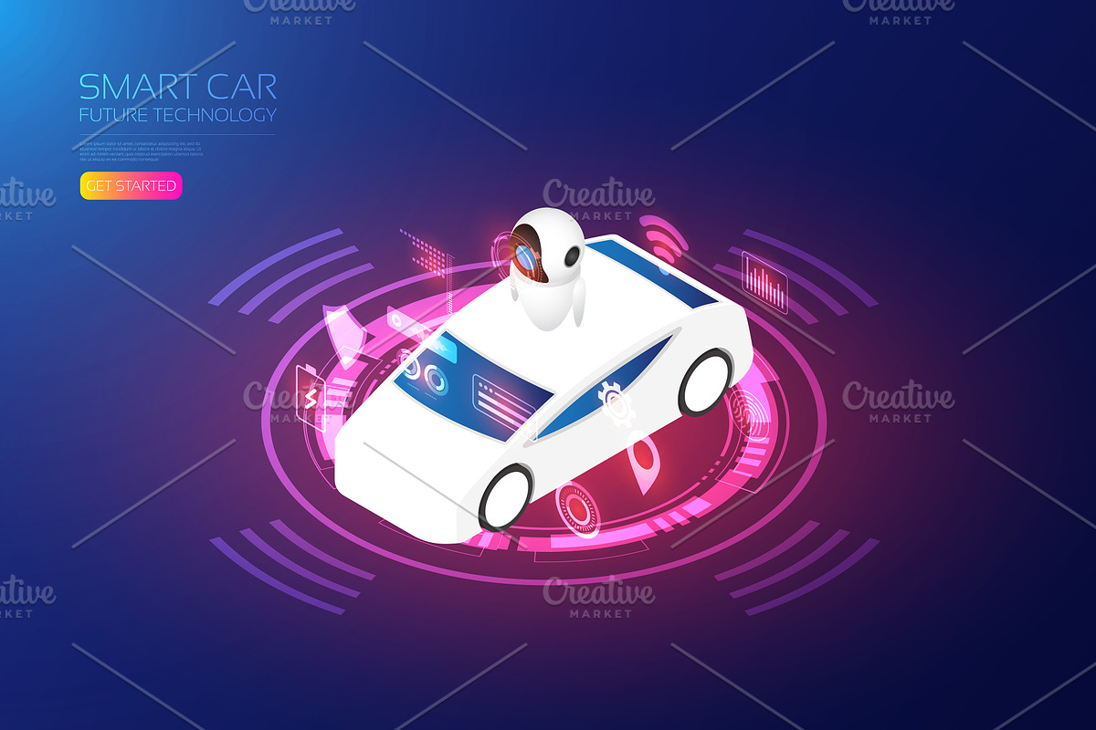 Isometric smart car in Illustrations - product preview 8
