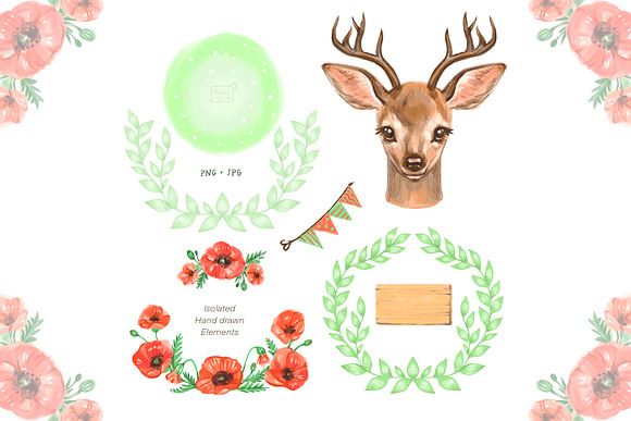 Cute deer cliparts in Illustrations - product preview 1