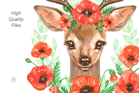 Cute deer cliparts in Illustrations - product preview 2