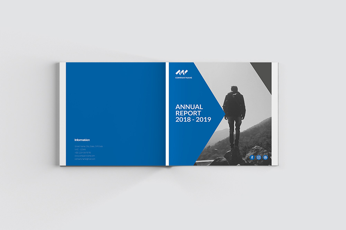 Blue Square Annual Report in Brochure Templates - product preview 8