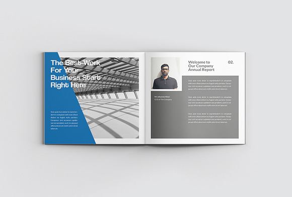 Blue Square Annual Report in Brochure Templates - product preview 2