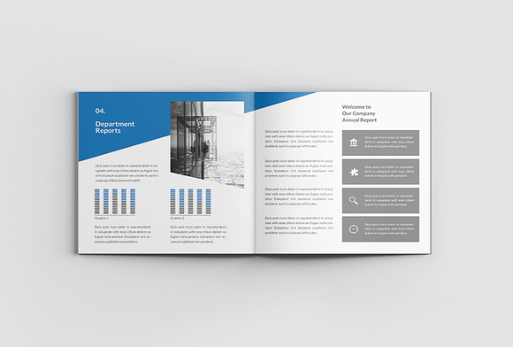 Blue Square Annual Report in Brochure Templates - product preview 5