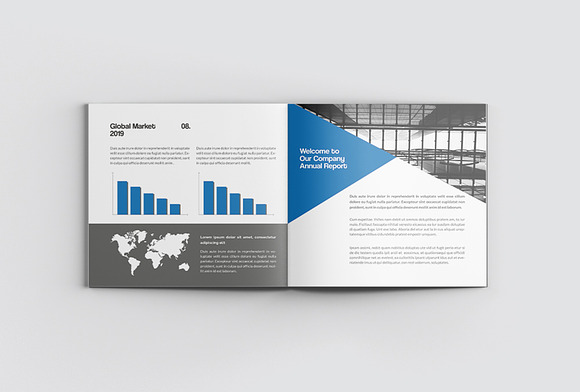 Blue Square Annual Report in Brochure Templates - product preview 10