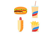 Fast food icons set with simple flat