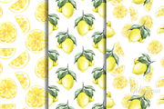 Patterns with lemons. Watercolor