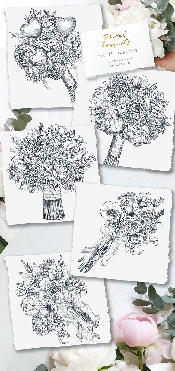 Vector wedding floral collection in Illustrations - product preview 1