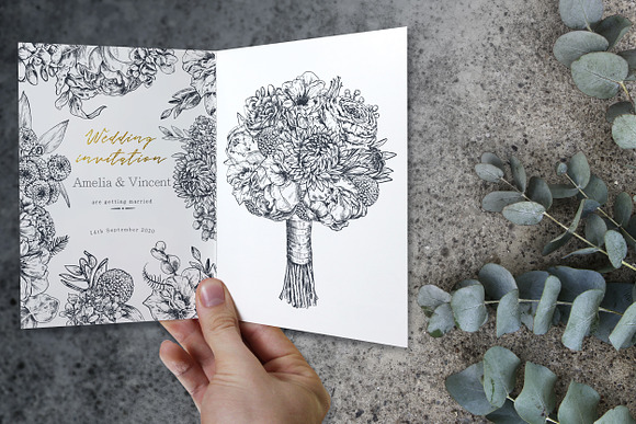 Vector wedding floral collection in Illustrations - product preview 3