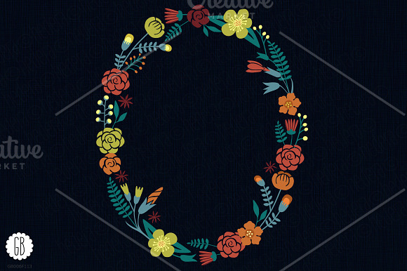 Floral wreaths heart antlers laurels in Illustrations - product preview 1
