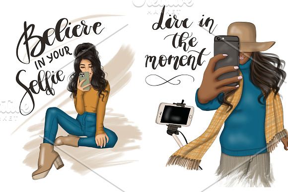 Believe In Your Selfie Clip Art in Illustrations - product preview 4