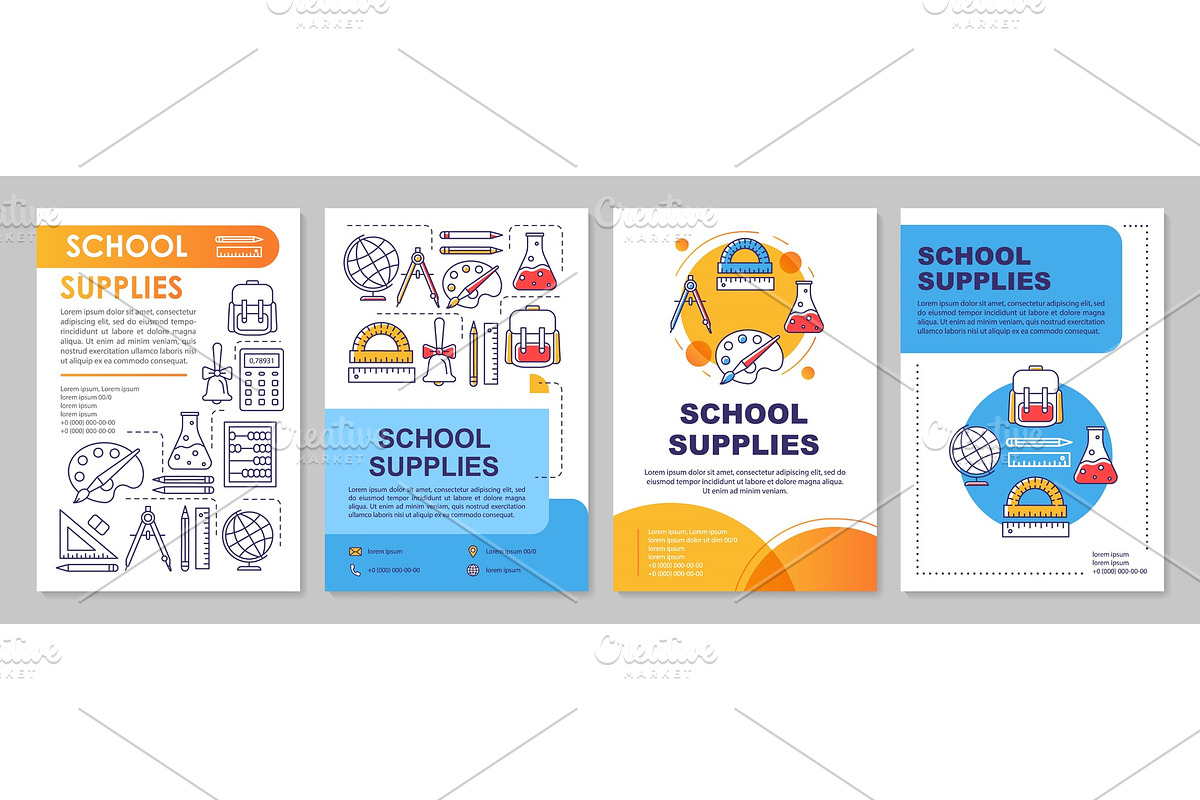 School supplies brochure template in Brochure Templates - product preview 8