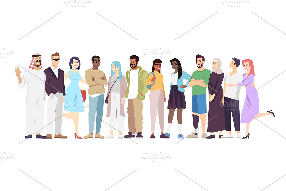 Multicultural community flat vector in Illustrations - product preview 8