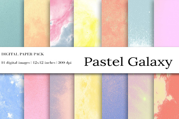 Pastel Space Galaxy Digital Paper in Textures - product preview 3