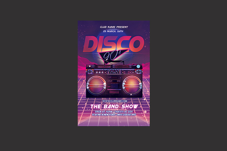 Disco 90s Party Flyer in Flyer Templates - product preview 8