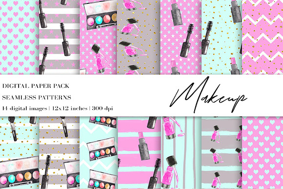Makeup Digital Paper in Patterns - product preview 3